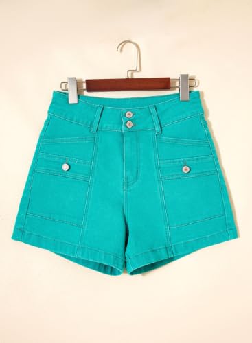 Image of Astylish Women's High Waisted Stretchy Jean Shorts Trendy Denim Shorts