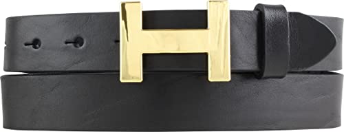 BELTINGER Damen-Gürtel HANNA aus Vollrindleder 3 cm | Schmaler Ledergürtel für Damen 30mm | Gold glänzend | Schwarz 100cm