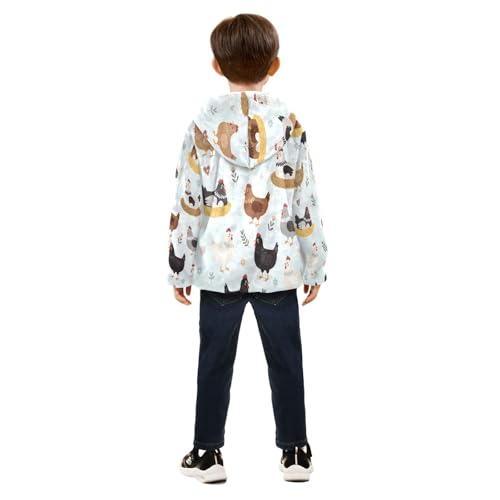Chicken Eggs Nest Pattern Design Toddler Fleece Jacket Girl Boys Hooded Fleece Jacket Coat Warm Outwear Zip-up 3-10T4