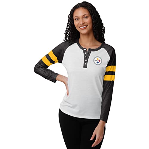 Camisa de manga larga para mujer NFL con cuello Henley casual