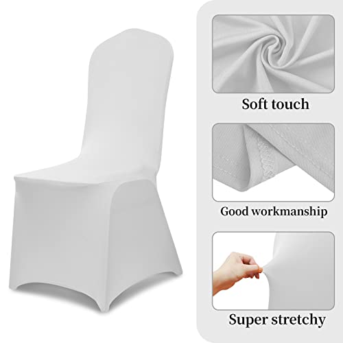 Weerrw 20 Pcs Spandex Chair Covers - Stretch Banquet Events Party Universal Dining Room Decoration Elastic Chair Slipcovers For Living Room, Silver Grey #TOP2