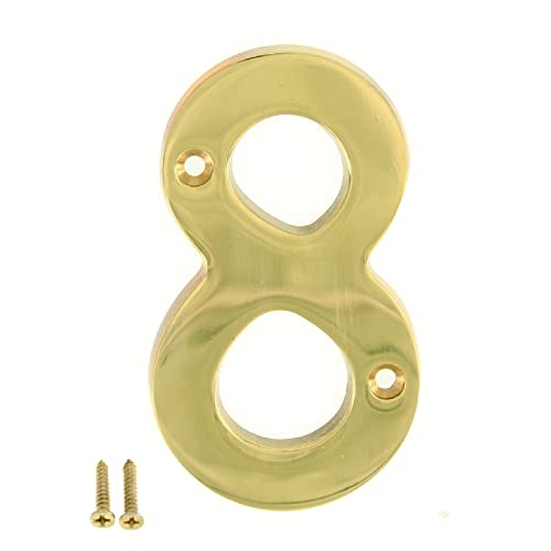 ZhongWang Hardware A300 4 Inch Bright Brass House Number 8/ZhongWang Hardware A300 Casa de latón brillante de 4 pulgadas Número 8