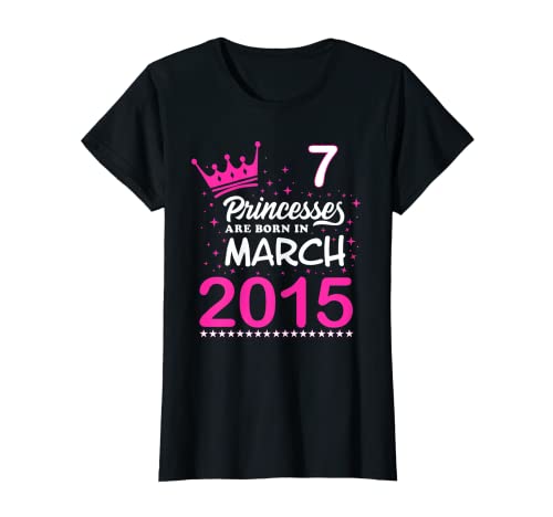Mujer 7th Birthday Tee Pink Princesses Are Born In March 2015 Camiseta