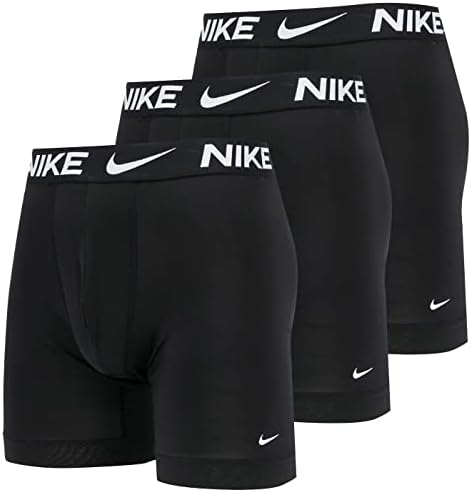 Nike Men`s Essential Micro Long Leg Boxer Briefs 3 Pack (Large, Black(KE1026-001)/W)