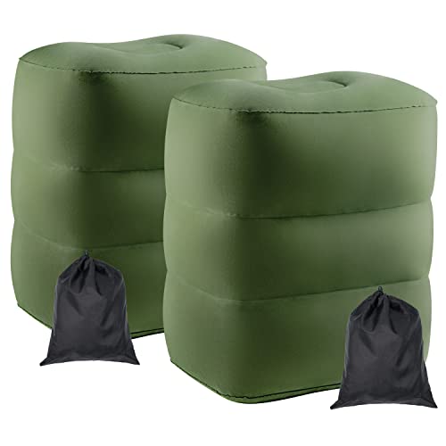 Maliton Airplane Footrest, Inflatable Foot Rest for Kids, Adjustable Height Travel Pillow On Airplanes, Cars, Travel, Office, Toddler Airplane Travel Essentials (Army Green, 2 Pack)
