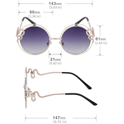 bullabulling 2025 Women’s Double Circle Metal Wire Frame Oversized Round Snake Decoration Design Sunglasses4