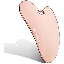Scienlodic Stainless Steel Gua Sha Facial Tool, Metal Guasha Scraping Massage Tool for Face Jawline Body Legs, Skin Care Gift Rose Gold