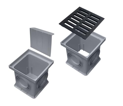 Marley Einlaufschacht + Schacht ohne Boden, Geruchsverschluss + Gussrost 200x200mm Hofablauf befahrbar