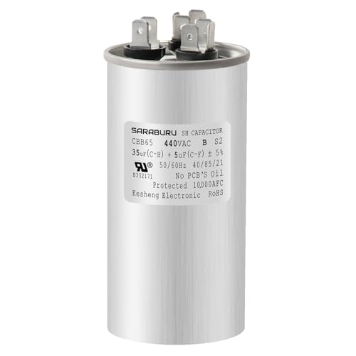 SARABURU AC CBB65 35+5 uF Capacitor, 35/5 MFD ±5% 370V/440VAC Dual Run Start Air Conditioner Capacitor for HVAC, AC Unit Fan Motor Start, Heat Pump, Condenser Straight Cool