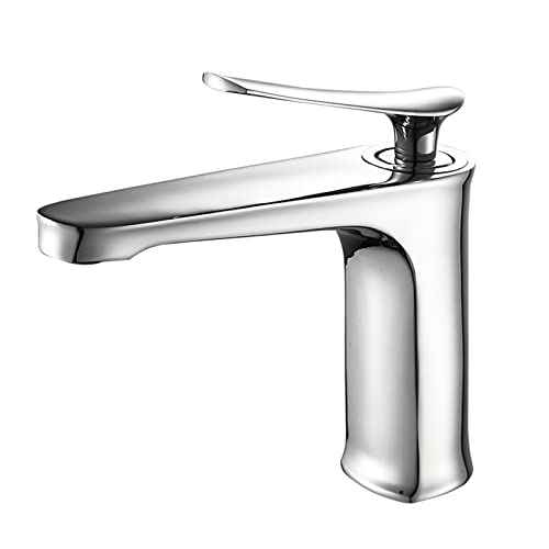 Robinet de lavabo design unique doré et chrome pour rénovation de salle de bain