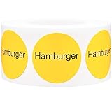 Yellow with Black Hamburger Circle Dot Adhesive Stickers, 1 Inch Round Labels, 500 Total Stickers