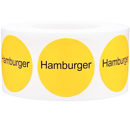 Autocollants ronds jaunes à pois noirs et hamburger de 1 pouce à forte adhérence