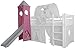 Donjon Tour pour lit surélevé superposé mi-Hauteur Mezzanine avec Toboggan Tissu Coton Rose/Blanc Princesse
