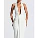 ABYOVRT Women Deep V Neck Ruched Maxi Dress Sleeveless Halter Gown Cocktail Evening Formal Dresses (White,S)