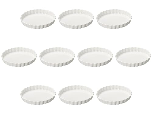 Set of 10 White Round 4 Pie Plates [4.1 x 1.0 inches (10.3 x 2.6 cm) | Setomonohonpo Pie Plate, Ceramic
