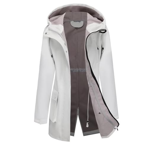 CHIGUO Women's Lightweight Winter Wasserdichte Jacken Warme gefütterte Mäntel mit Kapuze Softshell Lange Regenjacke