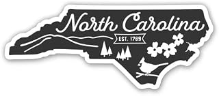 Squiddy North Carolina State Shape Vintage Retro Style - Vinyl Sticker Decal for Phone, Laptop, Water Bottle (3" Wide)