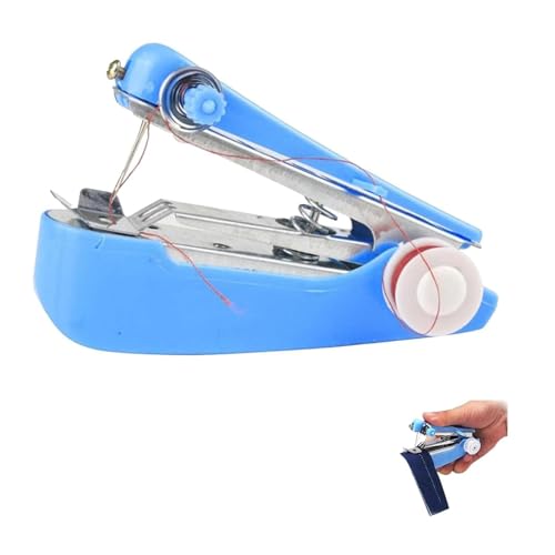 Mini máquina de Coser portátil: Herramienta de Costura rápida y Sencilla for Principiantes, Kit de reparación portátil for Ropa, hogar y Viajes.(Blue)