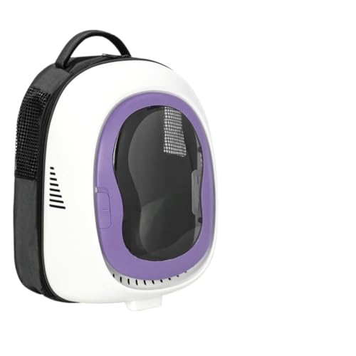 Anfiodas 宇宙船カプセル型ペットバッグ 透明窓 通気性 紫外線防止 耐久性 大容量 外出旅行用 ネコ用リュック型 (青) (紫)