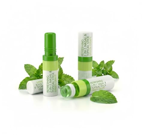 Herb Island 2-in-1 Nasal Stick Inhaler & Essential Oil Topical Rub, Refreshing Nose Inhaler Stick, VapoInhaler Wake Up Stick for Focus & Clear Breathing (3PC Grape)
