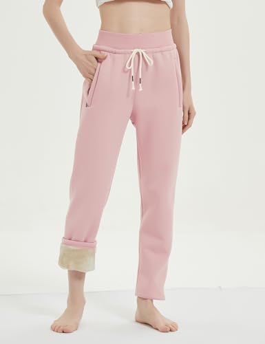 Image of Gihuo Women's Sherpa Lined Sweatpants Winter Warm Fleece Lined Sweatpants with Pockets Fleece Jogger Pants