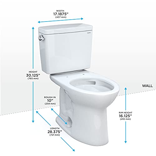 Image of TOTO Drake Two-Piece Elongated 1.28 GPF Universal Height TORNADO FLUSH Toilet with CEFIONTECT and 10 Inch Rough-In, Cotton White - CST776CEFG.10#01