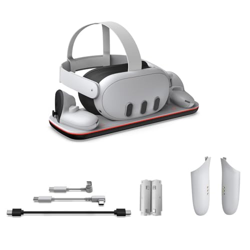 for Mate Quest 3S/3用充電ドック、卓上充電スタンドQuest 3S VRヘッドセット&コントローラー用磁気充電ステーション、充電式バッテリー2個付き for Mate Ques3S/3用ヘッドセット とコントローラーを同時に充電できる 急速充電 VRアクセサリー（Amazon）
