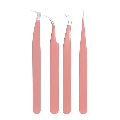 Kit de 4 pinces à cils extensions volume et isolation courbe 90