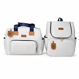Kit Bolsa Mochila De Maternidade Linho Elegante Impermeável 2 Peças (Azul-marinho)