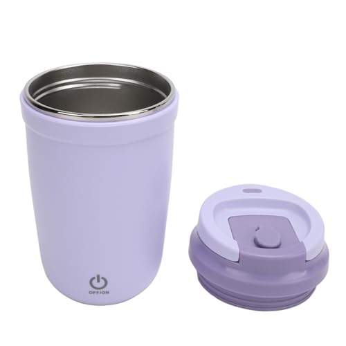Self Mixing Cup, Self Stirring Coffee Mug 350ml Stainless Steel USB Rechargeable IP6 Auto Magnetic Self Mixing Cup to Stir Coffee Mixed Milk Tea (Purple)