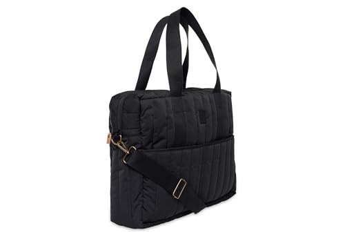 Jollein Wickeltasche Puffed Moos - Black - Wasserabweisend - Kinderwagentasche - Babytasche Multifunktional - Schwarz