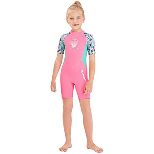 Wetsuit Kids Shorty Neoprene Thermal Diving Swimsuit 2.5MM for Girls Boys Youth Teen Toddler Child, One Piece Children Rash Guard Swimming Suit UV Protection Sunsuit for Surfing