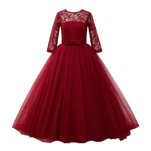Robe de cérémonie pour enfants brodée de fleurs avec grand nœud