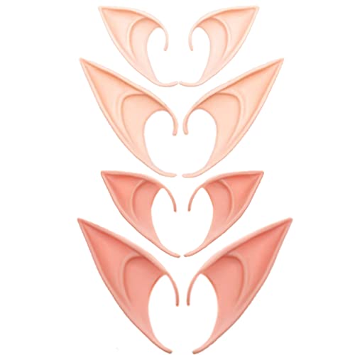 COLORCASA 4 Pair Fairy Pixie Elf Ears,Latex Fairy Pixie Elf Ears for Halloween Christmas Any Themed Party Cosplay ,Anime Party Masquerade Dress Up Costume Accessories