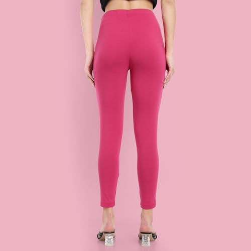 Image of ONE SKY Women Ankle Length Leggings | Premium Cotton Modal Spandex Blend | High Waist Stretchable & Bio-Washed Fabric | Colour-Lock | Ethnic Leggings for Women