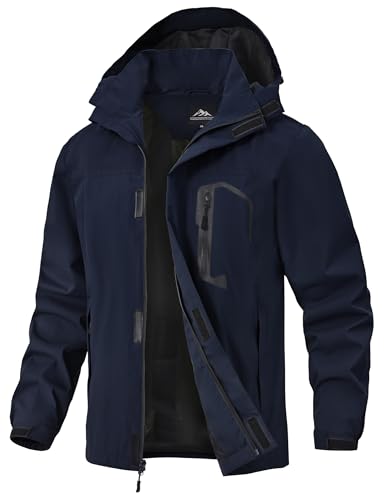 Image of Zoofly Mens Hiking Jacket Waterproof with Hood Lightweight Windbreaker for Outdoor Travel