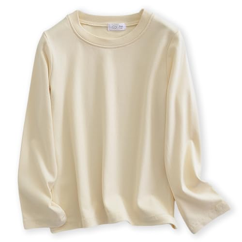 ACESTAR Girls Long Sleeve Ribbed Knit Shirt Round Neck Slim Fit Tops Cotton Boys Lightweight Knitted Tee Soft Base Layer