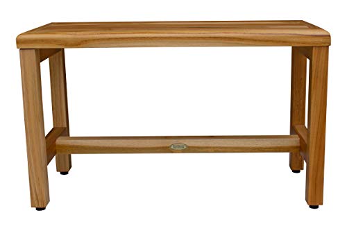 Ecodecors Earthy Teak Shower Bench Eleganto Wooden Seat Garden Bench Natural Teak Wood Patio Bench Armless Bench For Indoors And Outdoors - 30 Inches Length #TOP1