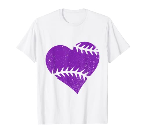 Camiseta gráfica para enamorado del béisbol con corazón de béisbol y softbol Camiseta