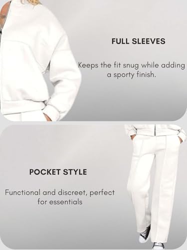 Image of GRECIILOOKS Co-ord Set for Women Stylish | Oversized Loose Fit Cotton Winter Hoodie set | Woolen Sweatshirts & Hoodies & T-Shirt For Girl | Casual Solid Full Sleeves Women Stylish Hoodie with Pocket