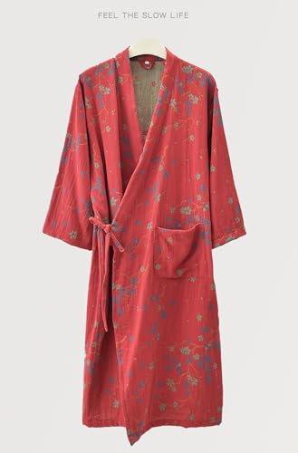 PRINCESS BRIDE Cotton Gauze Jacquard Japanese Yukata Soft Nightdress Bathrobe Nightgown Breathable Pajamas for Women2