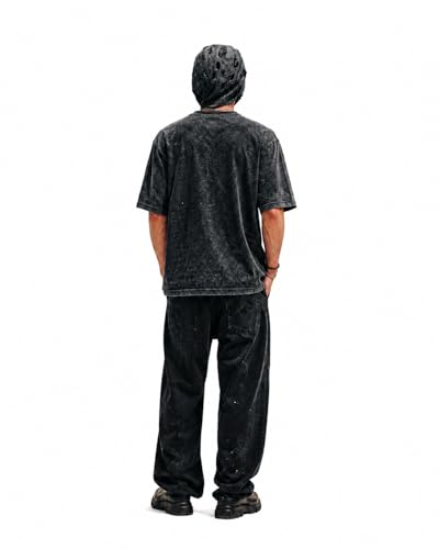Image of Moonkey Cotton Oversized Drop Shoulder T-Shirt Acid Wash Street Style