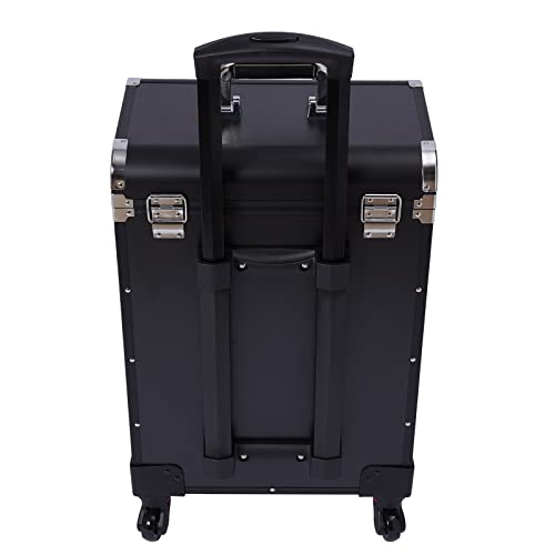 Lenjkyyo Rolling Makeup Case, Professional Makeup Trolley With Wheels, Manicure Storage Organizer, Traveling Trunk With Drawer For Studio/Esthetician/Manicurist Barber/Cosmetologist (Black) #TOP4