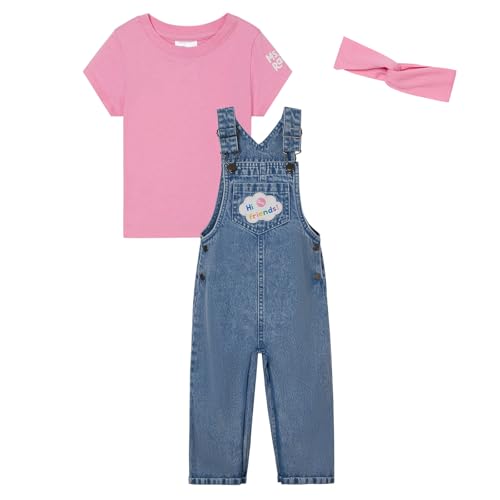 Ms. Rachel Cosplay Denim Overall, T-Shirt and Headband 3 Piece Outfit Set Infant to Toddler Sizes (12 Months - 5T)