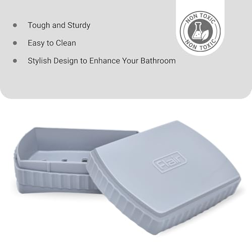 Image of FLAIR Estella Soap Case with Drainage | Reusable & Durable Soap Box | Modern Bathroom Soap Holder (2, Grey)