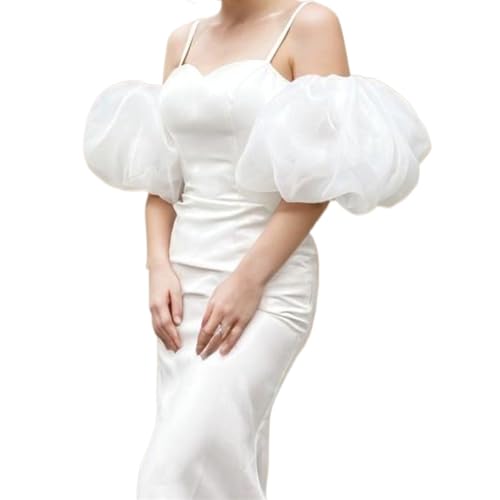 Organza Puff Sleeves Detachable for Wedding Dresses Stretchy Cuff3