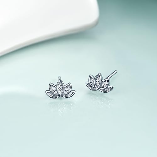 Rnivida 925 Sterling Silver Lotus Stud Earrings for Women | Hypoallergenic Minimalist Stud Earring3