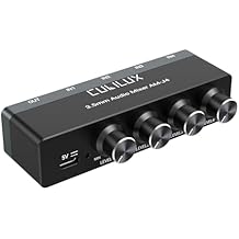 Cubilux 4-Channel 3.5mm Audio Mixer, Ultra-Low-Noise Mini Audio Mixer for Sub-Mixing, 1/8 TS/TRS Input, Stereo Switcher Suitable for Guitars, Bass, Keyboards