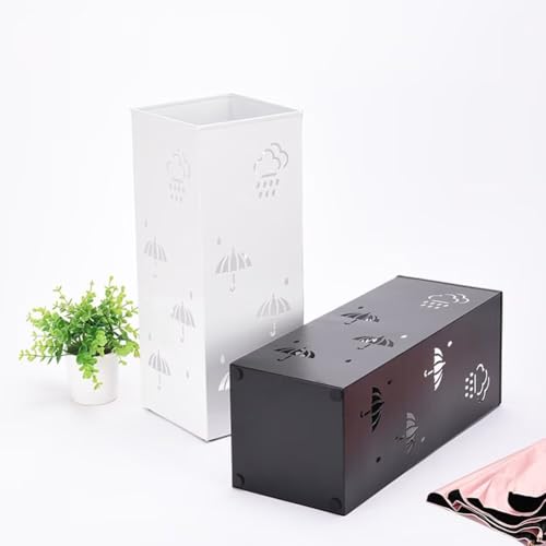 Umbrella Stand Rack Metal Umbrella Holder Hollow Clouds Pattern Umbrella Stand Freestanding Umbrella Organizer Bin Squared Umbrella Stands for Home Hotel Entryway White