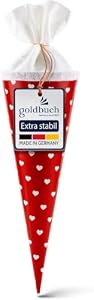 goldbuch 93 012 Geschwistertüte Herzen, Schultüte 35 cm Ø 11, 5 cm, Rot Weiß
